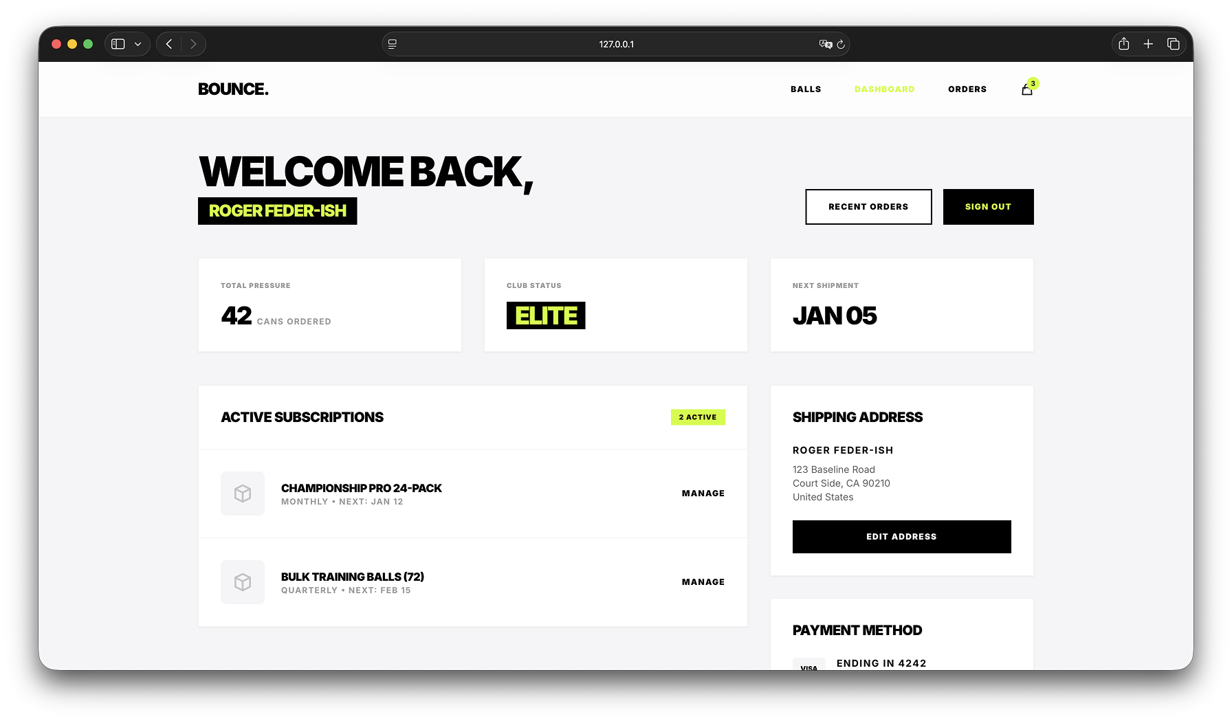 Bounce - Tennis E-Commerce